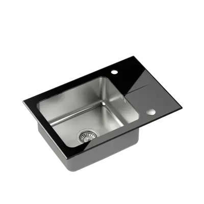 Quadri Glazz lavello in acciaio inossidabile montaggio sopra il piano con scolapiatti in vetro nero 64x44 reversibile 1208957864