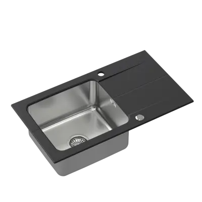 Quadri Fusion lavello in acciaio inossidabile sopra piano con scolapaitti in granito onice 78x44 reversibile 1208957871