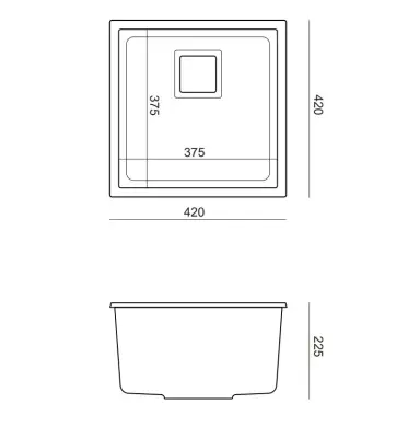 Quadri Quadrangle lavello sottopiano in granito nero 42x42 1208957887