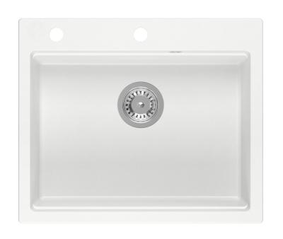 Lavello da incasso Quadri Durham in granito bianco 595x500 con dispenser di sapone, tagliere, tappetino rotolante, lavandino aggiuntivo e tappetino rotolante 1208957903
