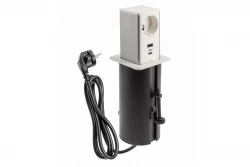 Indux Push presa a terra bianca estraibile con 1xUSB A e 1xUSB C con coperchio in acciaio inossidabile 1208957929