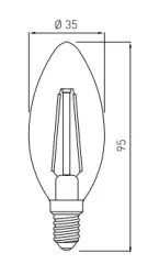 Decorazione Luce lampada ovale a LED E14 Filamento bianco caldo 2700K Vetro fumé 35mm