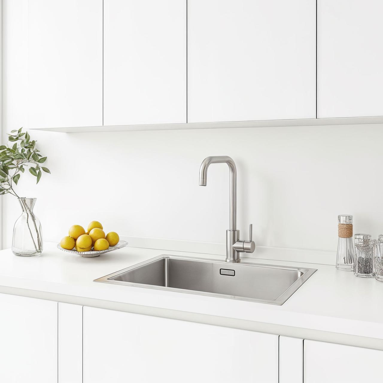 Ausmann Inox Square Rubinetto da cucina con beccuccio girevole completamente in acciaio inossidabile 1208958309 - Productafbeelding 2