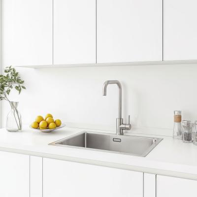 Ausmann Inox Square Rubinetto da cucina con beccuccio girevole completamente in acciaio inossidabile 1208958309