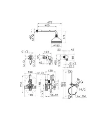 Huber Croisette Set Doccia Termostatica a Incasso Cromo 912.CS01H.CR
