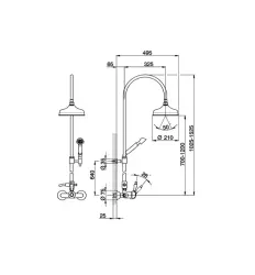 Huber Croisette Combinazione doccia 21cm Cromo/Oro CM0040502G
