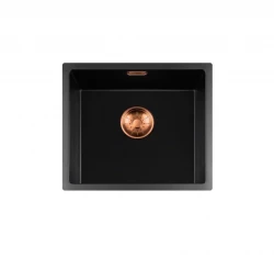 Lorreine serie BQ Lavello nero con montaggio sotto il piano 44x41cm con tappo in rame 40BQ37-FU-COPPER