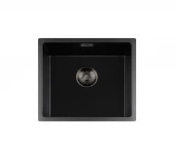 Lorreine serie BQ Lavello nero con montaggio sotto il piano 44x41cm con tappo gun metal 40BQ37-FU-GUNMETAL