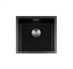 Lorreine serie BQ lavello nero con montaggio sopra piano 45x45 cm con tappo in acciaio inossidabile 40BQ-T-INOX