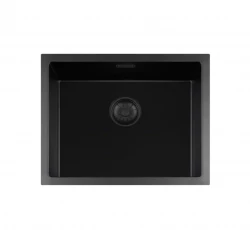 Lorreine serie BQ lavello nero con montaggio sopra il piano 55x45cm con tappo nero 50BQ-T
