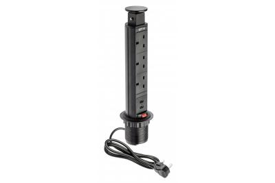 Cavo di prolunga da tavolo da 60 mm, 3 prese UK, 2 USB 2,1 A 5 V (nero) VERSIONE INGLESE 1208958628