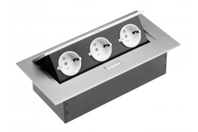 Cavo di estensione desktop 3x presa schuko, senza cavo, alluminio 1208958667
