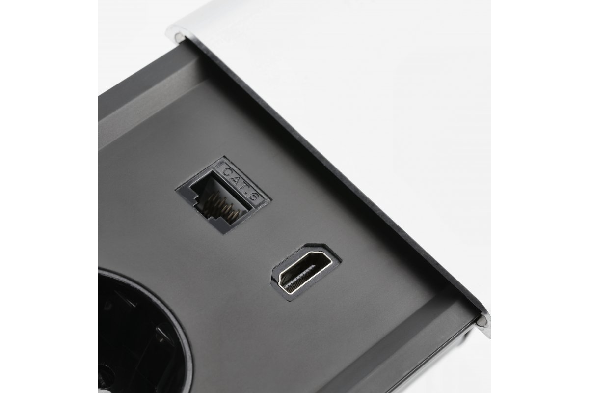 Cavo di prolunga da scrivania incassato PRESTINO, 2x presa schuko, USB A+C, RJ45, HDMI, cavo 1.5m, argento 1208958676
