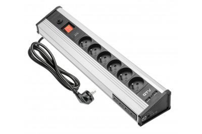 Cavo di prolunga da tavolo MULTI con protezione da sovratensioni, 6 prese con messa a terra, 4 porte USB 1208958684