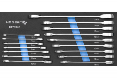 Hoegert Set di chiavi a cricchetto combinato 16 pezzi in schiuma tecnica 1208962053