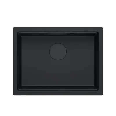 Quadri Newport II lavello in granito sottopiano nero 560x450 mm incl. tappo di scarico nero 1208966924