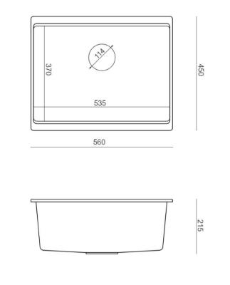 Quadri Newport II lavello in granito sottopiano nero 560x450 mm incl. tappo di scarico nero 1208966924