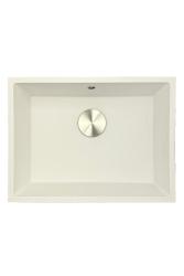 GraniteMy Universale lavello in granito bianco 55x40 cm bianco da incasso, sottopiano e a filo con tappo in acciaio inox 1208967109