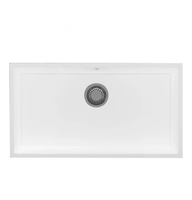 GraniteMy Universal lavello grande in granito bianco 74x40 cm a filo sopra e sottopiano con tappo in acciaio inossidabile 1208967111