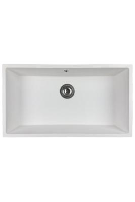 GraniteMy Universal lavello grande in granito bianco 74x40 cm a filo sopra e sottopiano con tappo in acciaio inossidabile 1208967111