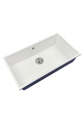 GraniteMy Universal lavello grande in granito bianco 74x40 cm a filo sopra e sottopiano con tappo in acciaio inossidabile 1208967111
