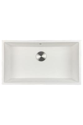 GraniteMy Universal lavello grande in granito bianco 74x40 cm a filo sopra e sottopiano con tappo in acciaio inossidabile 1208967111