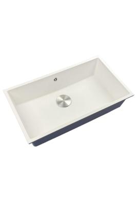 GraniteMy Universal lavello grande in granito bianco 74x40 cm a filo sopra e sottopiano con tappo in acciaio inossidabile 1208967111