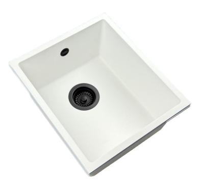 GraniteMy Universal lavello in granito bianco 34x40 cm a filo sopra e sottopiano con tappo nero 1208967147