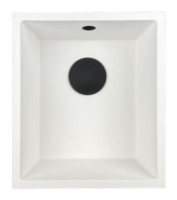 GraniteMy Universal lavello in granito bianco 34x40 cm a filo sopra e sottopiano con tappo nero 1208967147