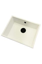 GraniteMy Universale lavello bianco in granito 55x40 cm bianco montaggio a incasso, sottopiano e a filo con tappo nero 1208967154