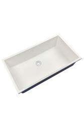 GraniteMy Universal lavello grande in granito bianco 74x40 cm  a filo sopra e sottopiano con tappo bianco 1208967160