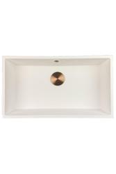 GraniteMy Universal lavello grande in granito bianco 74x40 cm a filo sopra e sottopiano con tappo  in rame 1208967162