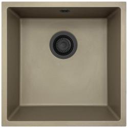 GraniteMy Universal Lavello in granito tortora 40x40 cm a filo sopra e sottopiano con il tappo nero 1208967213