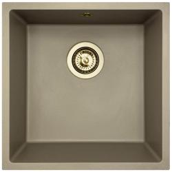 GraniteMy Universal Lavello in granito tortora 40x40 cm a filo sopra e sottopiano con tappo oro 1208967215