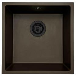 GraniteMy Universal Lavello in granito caffè 40x40 cm a filo sopra e sottopiano con tappo nero 1208967216