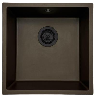 GraniteMy Universal Lavello in granito caffè 40x40 cm a filo sopra e sottopiano con tappo nero 1208967216