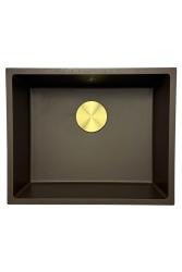 GraniteMy Universal Lavello in granito caffè 50x40 cm a filo sopra e sottopiano con tappo dorato 1208967230