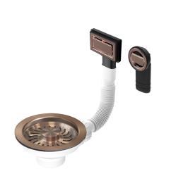 Set di tappi per cestello Granitemy in rame spazzolato PVD, set di scarico per lavello incl. troppopieno rotondo e rettangolare 1208967252