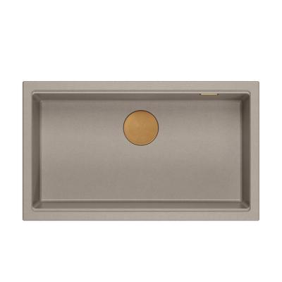 Quadri Newport II grande e profondo lavello in granito da incasso e sottopiano color tortora, lavello 76x45cm con tappo in rame 1208967308