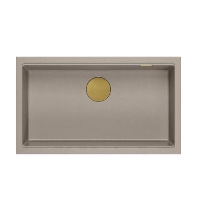 Quadri Newport II grande e profondo lavello in granito da incasso e sottopiano color taupe 76x45cm con tappo dorato 1208967309