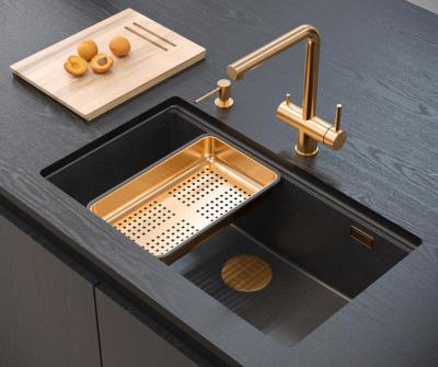 Quadri Newport II grande e profondo lavello in granito da incasso e sottotop antracite lavello 76x45cm con tappo in rame 1208967311