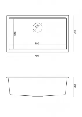 Quadri Newport II grande e profonda vasca da cucina in granito per installazione a incasso e sotto top grigia 76x45cm con tappo dorato 1208967315