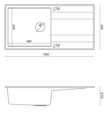 Quadri Luton lavello da appoggio in granito bianco con sgocciolatoio reversibile 100x50cm con tappo dorato 1208967319