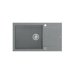 Quadri Luton lavandino da appoggio in granito grigio con sgocciolatoio reversibile 86x50cm con tappo in acciaio inox 1208967330.