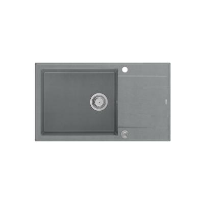 Quadri Luton lavandino da appoggio in granito grigio con sgocciolatoio reversibile 86x50cm con tappo in acciaio inox 1208967330.