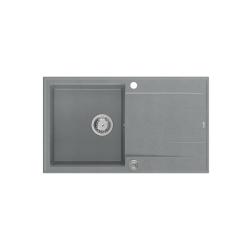 Quadri Luton lavello da incasso grigio granito con scolapiatti reversibile 86x50cm con tappo in acciaio inox 1208967340