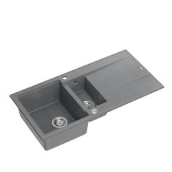 Quadri Luton grigio granito da appoggio 1,5 vasca con scolapiatti reversibile 100x50cm con tappo in acciaio inossidabile 1208967350