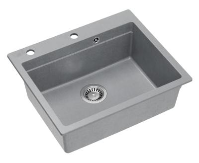 Lavello da incasso Quadri Durham in granito grigio 595x500 con dispenser per sapone, tagliere, vaschetta interna e tappetino rotolante 1208967378