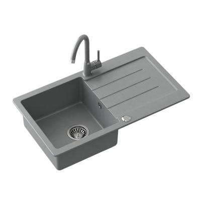 Quadri Kendal Lavello in granito grigio con scolapiatti 77x44cm reversibile 1208967398