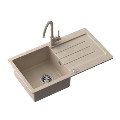 Quadri Kendal Lavello in granito beige sabbia con scolapiatti 77x44cm reversibile 1208967399